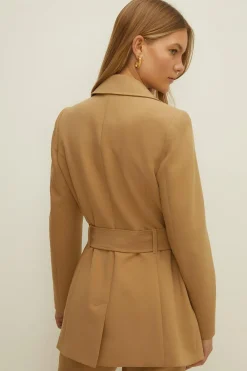 Clearance Oasis Premium Pocket Detail Belted Jacket Navy