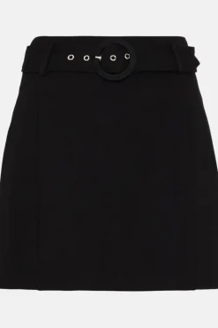 Clearance Oasis Premium Ponte Belted Mini Skirt Black