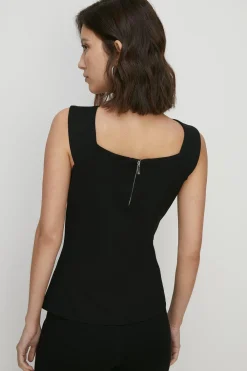 Fashion Oasis Premium Ponte Cross Front Detail Top Black