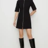 Clearance Oasis Premium Ponte Top Stitch Detail Dress Black