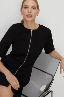 Clearance Oasis Premium Ponte Top Stitch Detail Dress Black