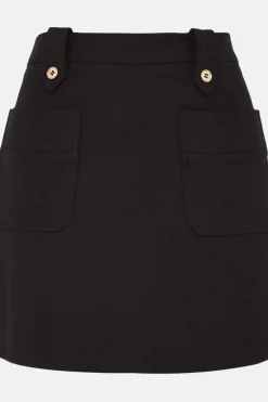 Clearance Oasis Premium Ponte Top Stitch Detail Mini Skirt Black