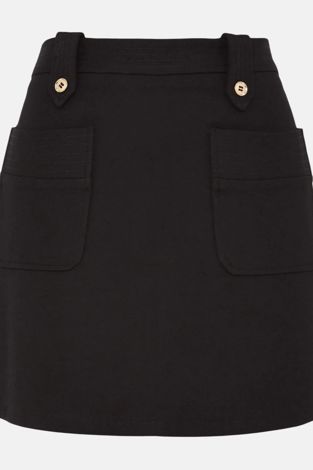 Clearance Oasis Premium Ponte Top Stitch Detail Mini Skirt Black
