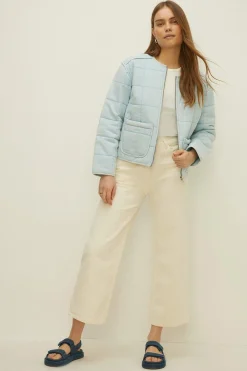 Sale Oasis Premium Quilted Washed Jacket Washed Blue