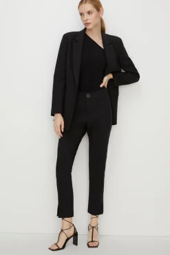Fashion Oasis Premium Slim Leg Side Detail Trouser Black
