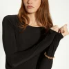 Sale Oasis Premium Slinky Double Layer Slash Neck Body Black