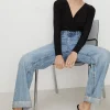 Sale Oasis Premium Slinky Double Layer V Neck Bodysuit Black
