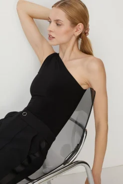 Outlet Oasis Premium Slinky Double Layer One Shoulder Body Black
