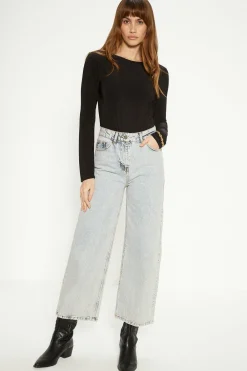 Sale Oasis Premium Slinky Double Layer Slash Neck Body Black