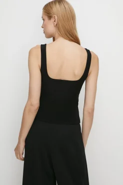 Online Oasis Premium Slinky Double Layer Square Neck Vest Black