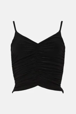 Best Oasis Premium Slinky Double Layer Ruched Vest Black