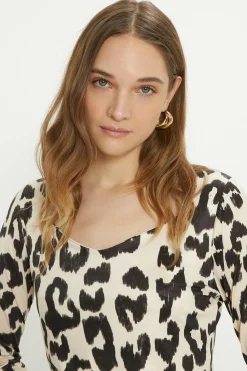 Hot Oasis Premium Slinky Jersey Animal Sweetheart Top Mono