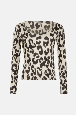 Hot Oasis Premium Slinky Jersey Animal Sweetheart Top Mono