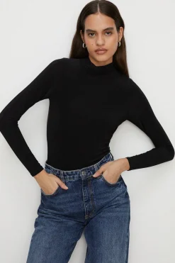 Clearance Oasis Premium Slinky Jersey Funnel Neck Top Olive