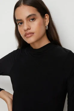 Clearance Oasis Premium Slinky Jersey Funnel Neck Top Olive