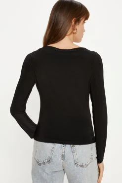 Clearance Oasis Premium Slinky Jersey Sweetheart Top Black