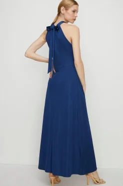 Online Oasis Premium Slinky Tie Neck Maxi Navy