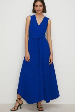 Discount Oasis Premium Soft Tailored Belted Midi Dress Cobalt