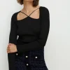 New Oasis Premium Strappy Cut Out Rib Knit Top Oatmeal