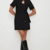 New Oasis Premium Tailored Stretch Belted Mini Dress Black