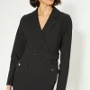 Sale Oasis Premium Tailored Stretch Wrap Blazer Dress Black