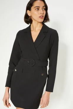 Sale Oasis Premium Tailored Stretch Wrap Blazer Dress Black