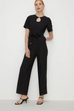 Clearance Oasis Premium Tailored Stretch Belted Jumpsuit Black