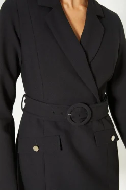 Sale Oasis Premium Tailored Stretch Wrap Blazer Dress Black
