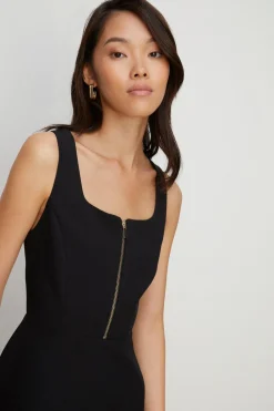 Discount Oasis Premium Tailored Stretch Zip Skater Dress Green
