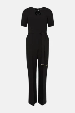 Clearance Oasis Premium Tailored Stretch Belted Jumpsuit Black