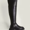 Online Oasis Premium Thigh High Leather Boots Black