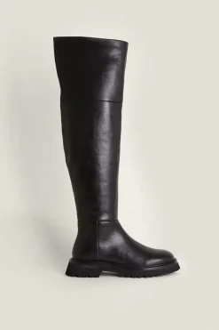 Online Oasis Premium Thigh High Leather Boots Black