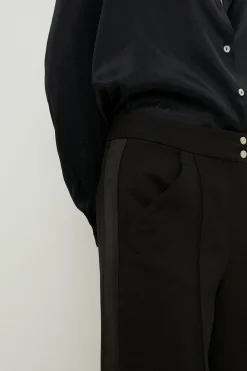 Fashion Oasis Premium Wide Leg Side Seam Detail Trouser Black