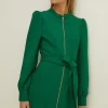 Sale Oasis Premium Zip Through Belted Shift Dress Navy