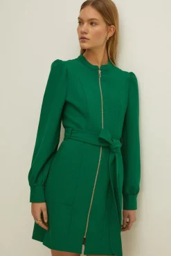 Sale Oasis Premium Zip Through Belted Shift Dress Navy