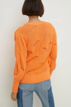 Outlet Oasis Pretty Pointelle Puff Sleeve Jumper Orange