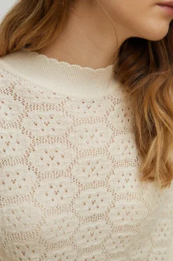Discount Oasis Pretty Pointelle Volume Sleeve Jumper Ecru