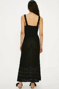 Outlet Oasis Pretty Stitch Knitted Midi Dress Ecru