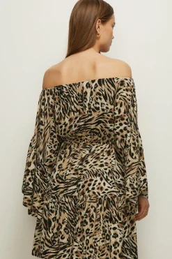Best Oasis Print Bardot Dress Animal