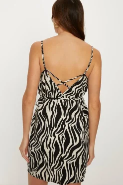 Best Oasis Print Strappy Mini Dress Zebra