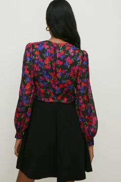 Best Oasis Printed 2 In 1 Keyhole Detail Skater Dress Black