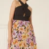New Oasis Printed 2 In 1 Pleated Skirt Dress Multi