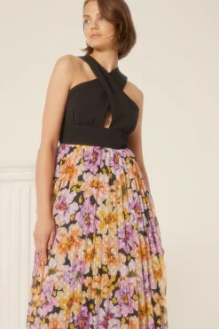 New Oasis Printed 2 In 1 Pleated Skirt Dress Multi