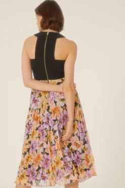 New Oasis Printed 2 In 1 Pleated Skirt Dress Multi