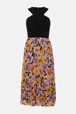 New Oasis Printed 2 In 1 Pleated Skirt Dress Multi