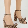 Outlet Oasis Printed Bow Detail Strappy Block Heel Animal