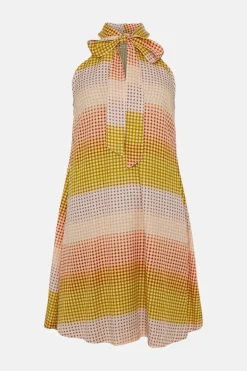 Clearance Oasis Printed Bow Dress Navy