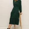 Outlet Oasis Printed Check Textured Tiered Midi Dress Neutral