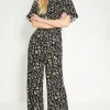 Fashion Oasis Printed Crepe Belted Jumpsuit Animal