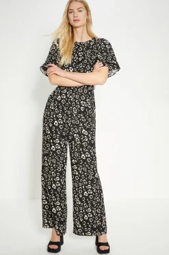 Fashion Oasis Printed Crepe Belted Jumpsuit Animal